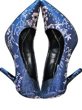Charles David Denise Blue Floral Brocade Stiletto Heels Women Size 8.5