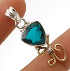Two Tone Natural 3CT Apatite 925 Sterling Silver Pendant Jewelry @9-9 — photo 1