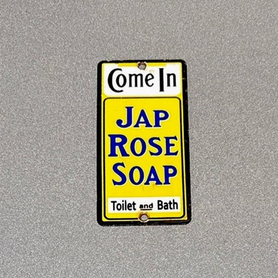 #ad VINTAGE JAP ROSE SOAP DOOR PALM PUSH PORCELAIN SIGN CAR GAS OIL TRUCK MOTORCYCLE $84.99