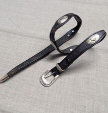 vintage CONCHO buckle belt 28 black HEARTS leather WESTERN cowboy Y2K 1990s