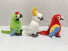 FAO Schwarz 6"-8  lot of 3 Tropical Birds Collectable Toy Plush Multicolor.