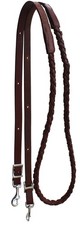 Horse Western Braided Brown Argentine Leather Knotted Grip Barrel Reins