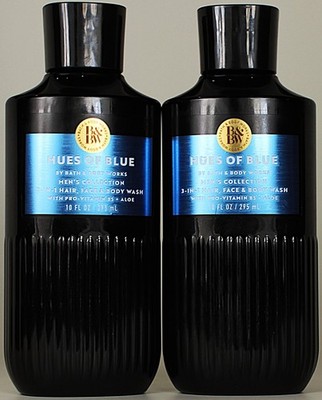 QTY 2 - Bath & Body Works Men's HUES OF BLUE 3-1 Body Wash Shower Gel 10oz