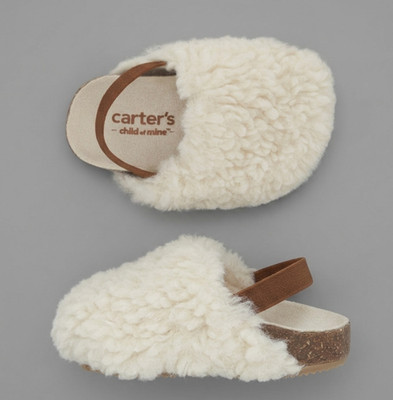 Carters Child of Mine Baby Clogs Alya Cozy Cream Faux Shearling Slippers Shoes
