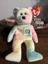 1999 B.b Birthday Bear Rainbow B-day Ty Beanie Baby Retired MWMT 10th Gen Mint