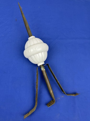 Antique 19"H Lightning Rod w/ W.C. SHINN Milk Glass Ball ~ Maine Barn Find! - Picture 2 of 11