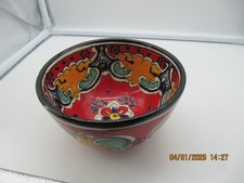 Bowl Hand Painted Made in Mexico folk Art Blu...
