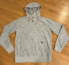 Billabong Mens Large Gray Pullover Hoodie Henley Button Front Surf Skate