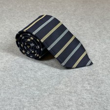 Brooks Brothers Makers Neck Tie Navy Blue Gold Stripe All Silk Made In USA