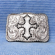 Western Floral Scroll Cross Belt Buckle Religious Cowboy Cowgirl Enmon  .TYC461