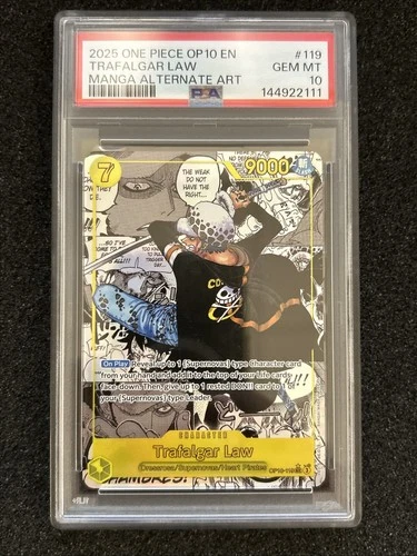 2025 One Piece OP10-119 English Trafalgar Law Manga Alt Art 🤩 GEM MT PSA 10 🤩