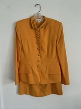 Vintage Christian Dior Yellow Fabric 2 Piece Suit And Skirt Set Size 12 Wool NWT