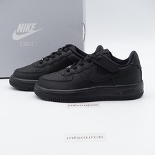 Size 11 Little Kid's Nike Force 1 Low Easyon Leather Sneakers FN0237-001 Black