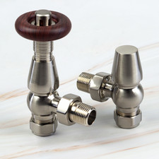Image of Traditional Chelsea Thermostatic TRV Angled Radiator Valves 1/2"x15mm Twin Pack