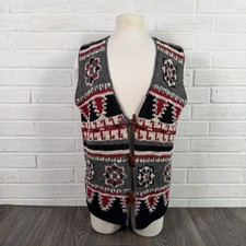 VTG Woolrich Handframed Wool Sweater Vest Size Medium Fair Isle Toggle Button