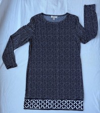 Michael Kors Size XL Dress Geo Print Dark Navy Blue and White Slinky Lightweight