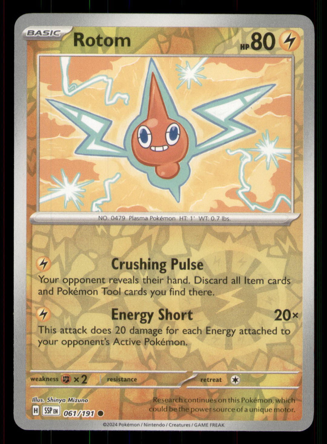 Rotom SV08: Surging Sparks #061/191 Common Reverse Holo Pokemon LP