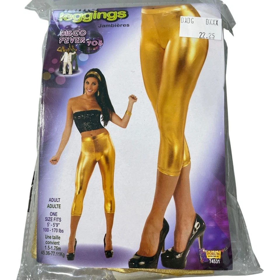 Forum новинки золото диско Lamé леггинсы один размер золото 70-х костюм Хэллоуин новый - Изображение 2 из 4