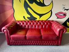Red Leather Chesterfield Sofa Bed Large 3 Seater