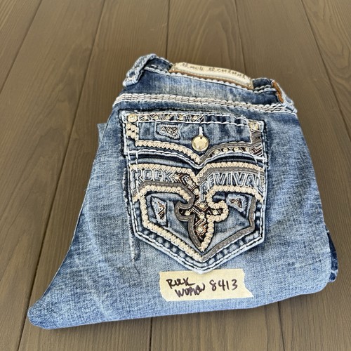 Rock Revival Stivaletto Jeans Donna 28x29 Blu Chiaro Impreziosito Denim Elasticizzato *Leggi - Foto 21 di 21