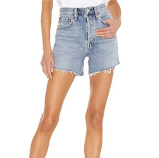 AGOLDE Women's Cut-Off High Waisted Riley Denim Shorts Size 26 Light Wash