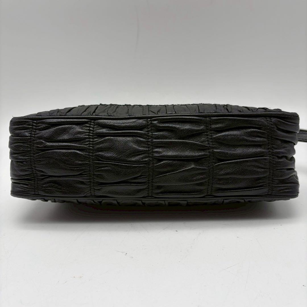 PRADA Gathered Chain Shoulder Bag Black Leather Authentic 〇 thumbnail 5