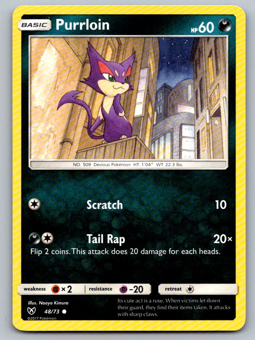 Purrloin 48/73 Common Shining Legends Pokemon Lightly Played
