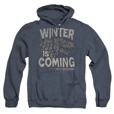Game Of Thrones Winter Is Coming Heather Mens Hoodie Navy Officially Licensed