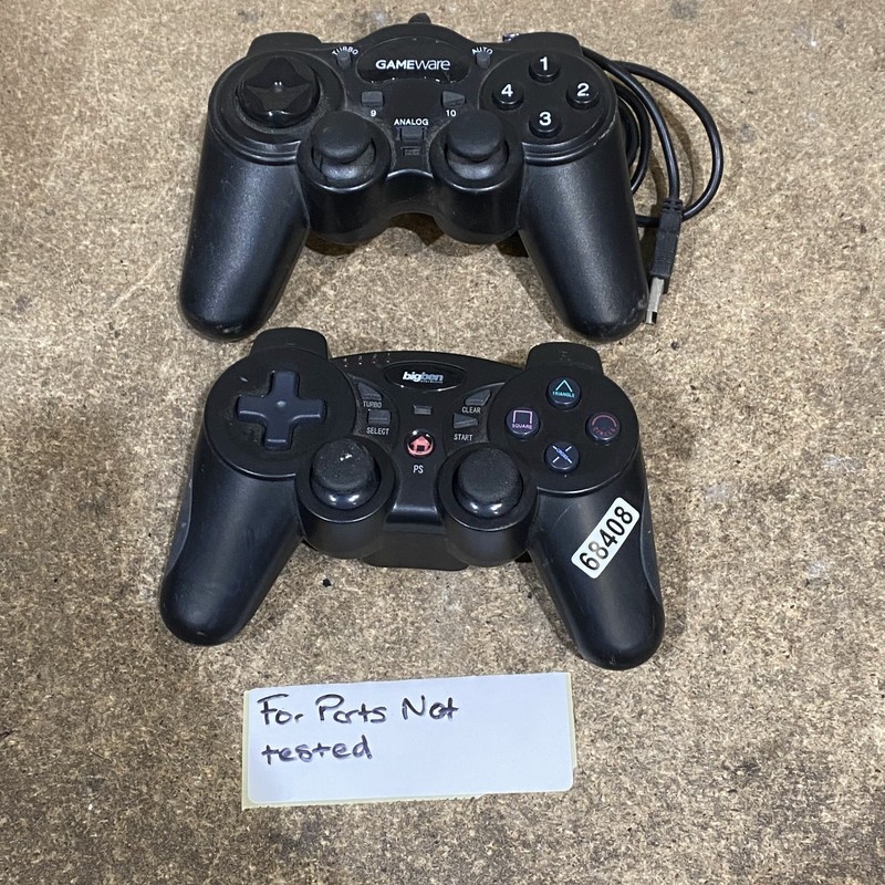 Lot of 2 Gameware & Bigben Gaming Controller Black Ergonomic For PC/PlayStation