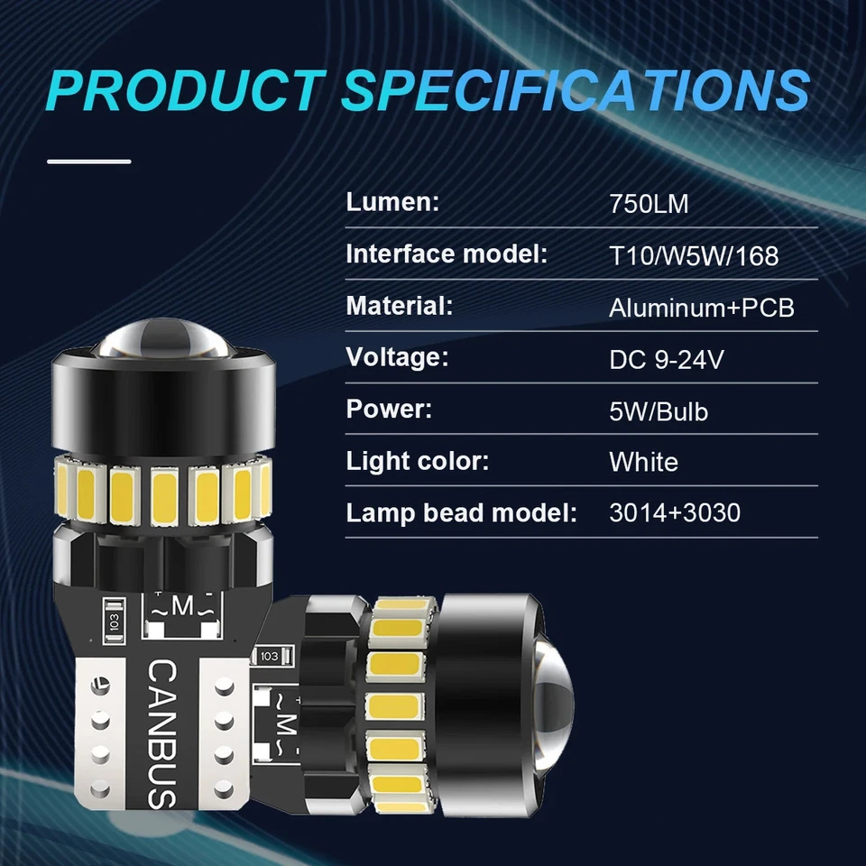 2PCS T10 W5W LED Bulb Auto Car Interior Dome Light Auto Signal Lamp License Lamp - Image 4 of 4