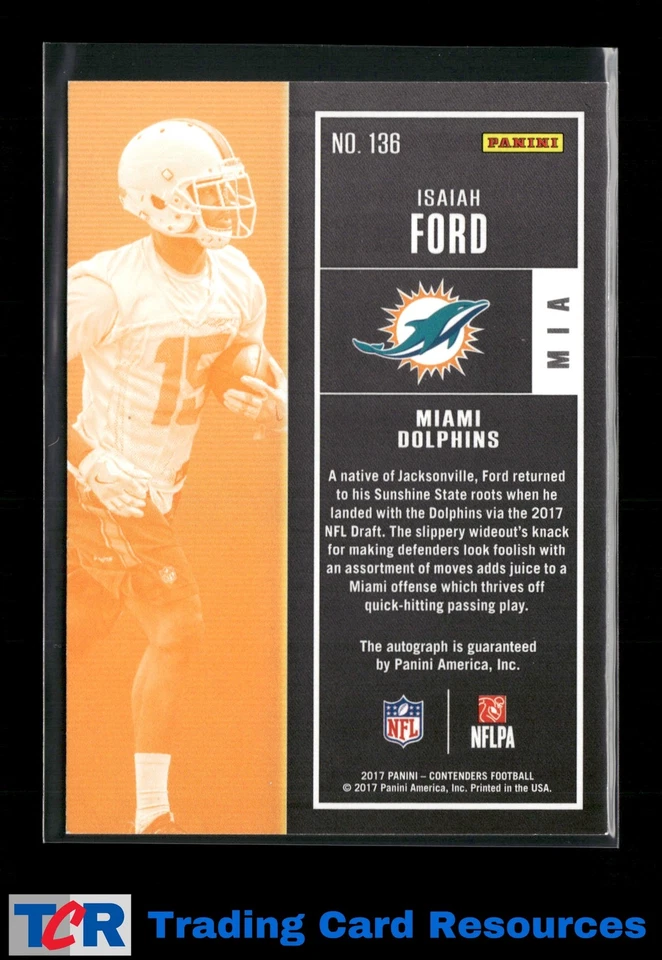 2017 Panini Contenders Rookie Ticket #136 Isaiah Ford Auto - Image 2 of 2