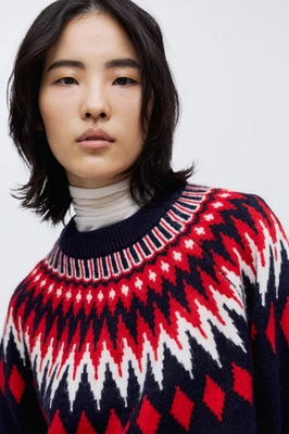 BNWT: Stunning Jacquard-knit jumper from H&M: Size: SMALL: Navy blue/Patterned - Image 1 of 4