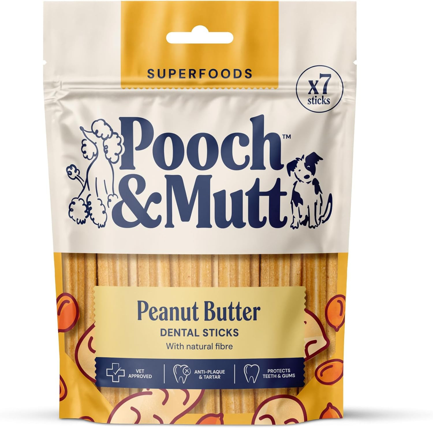 Pooch & Mutt - Peanut Butter Dog Dental Sticks (Regular Sticks), Dog Dental Chew