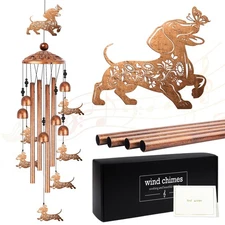 Dachshund Wind Chimes for Outside, Wiener Dog Gifts for Women Men Metal Windc...