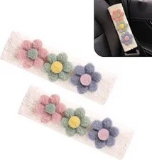 2 Pcs Car Seat Belt Cover Pads Cute Flower Safety Seatbelt Covers Cushion 9.4