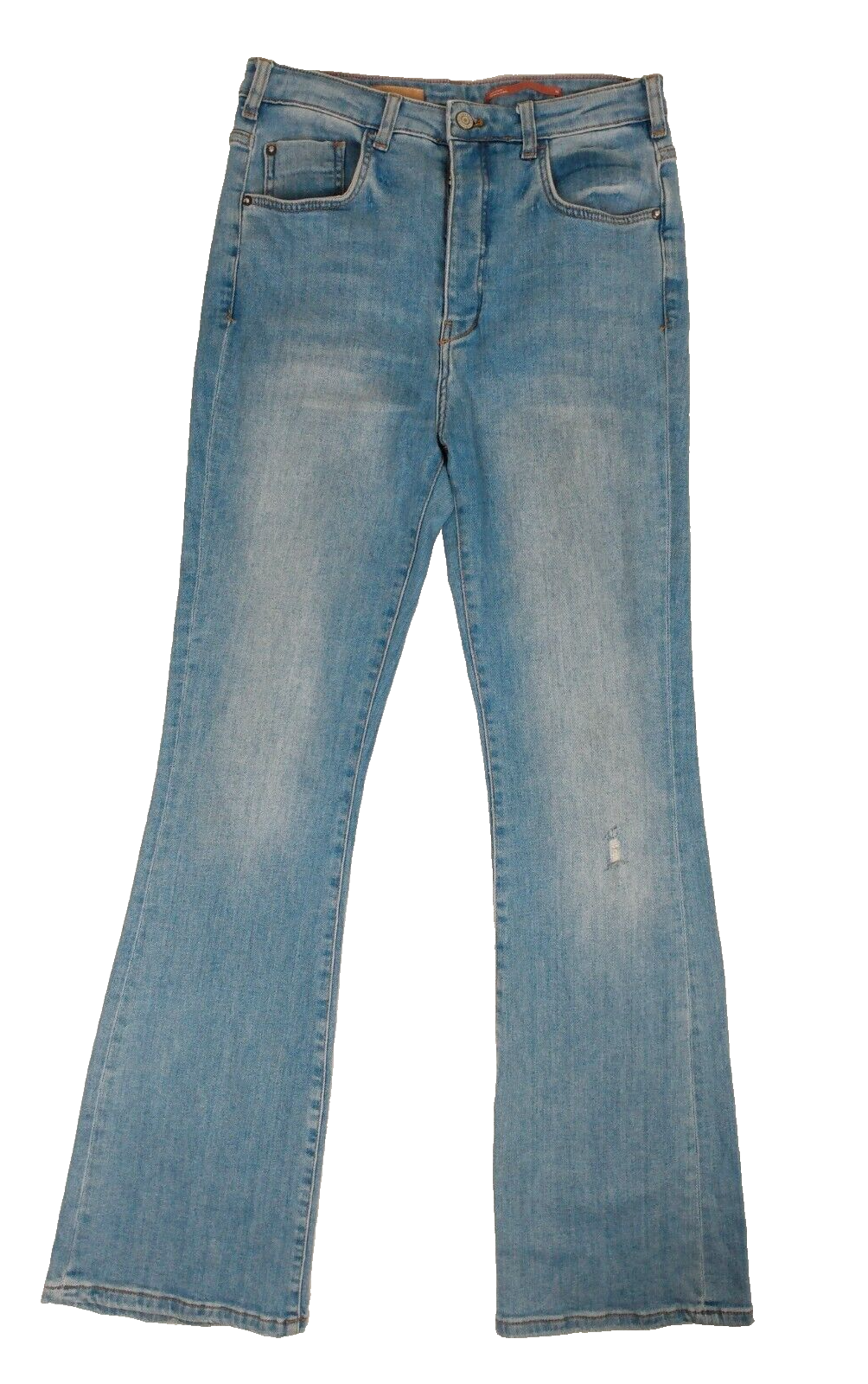 ANTHROPOLOGIE Pilcro High Rise Flare Jeans Size 30 Light Blue Wash Stretch Denim