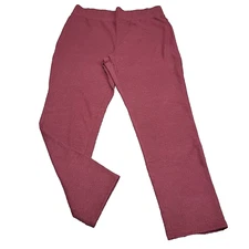 Denim Co Comfort Zone Plush Ankle Pull On Pants Medium Sz Wine Elastic Waist