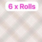 Job Lot Of 6 Holden Decor Aidan Check Tartan Pink Wallpaper -90742 Clearance