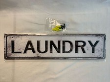 Metal Aluminum Sign "LAUNDRY"  with Fasteners 16" x 4"