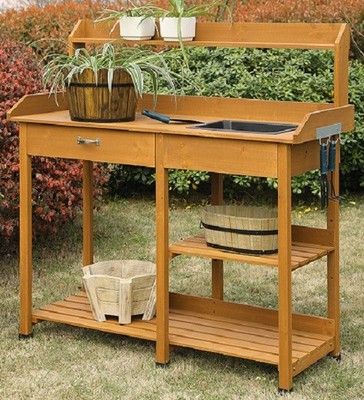 Potting Bench Gardening Work Space Garden Supplies Table Sink