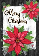 Christmas Poinsettia, Merry Christmas Garden Flag 12"x18", Custom Decor, 2 Sided