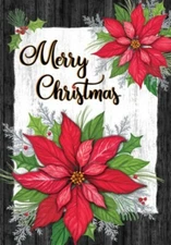 Christmas Poinsettia, Merry Christmas Garden Flag 12"x18", Custom Decor, 2 Sided