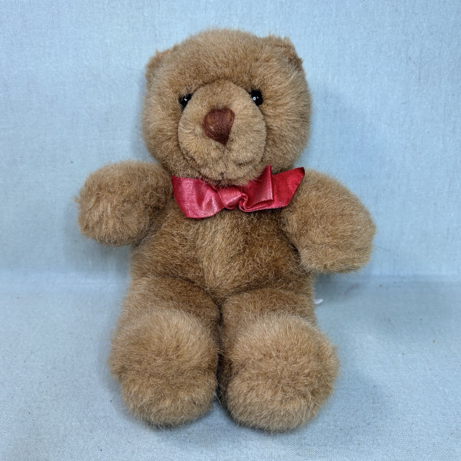 Vintage Dakin 1990 Brown Plush Teddy Bear – Red Bow – 14” Stuffed ...