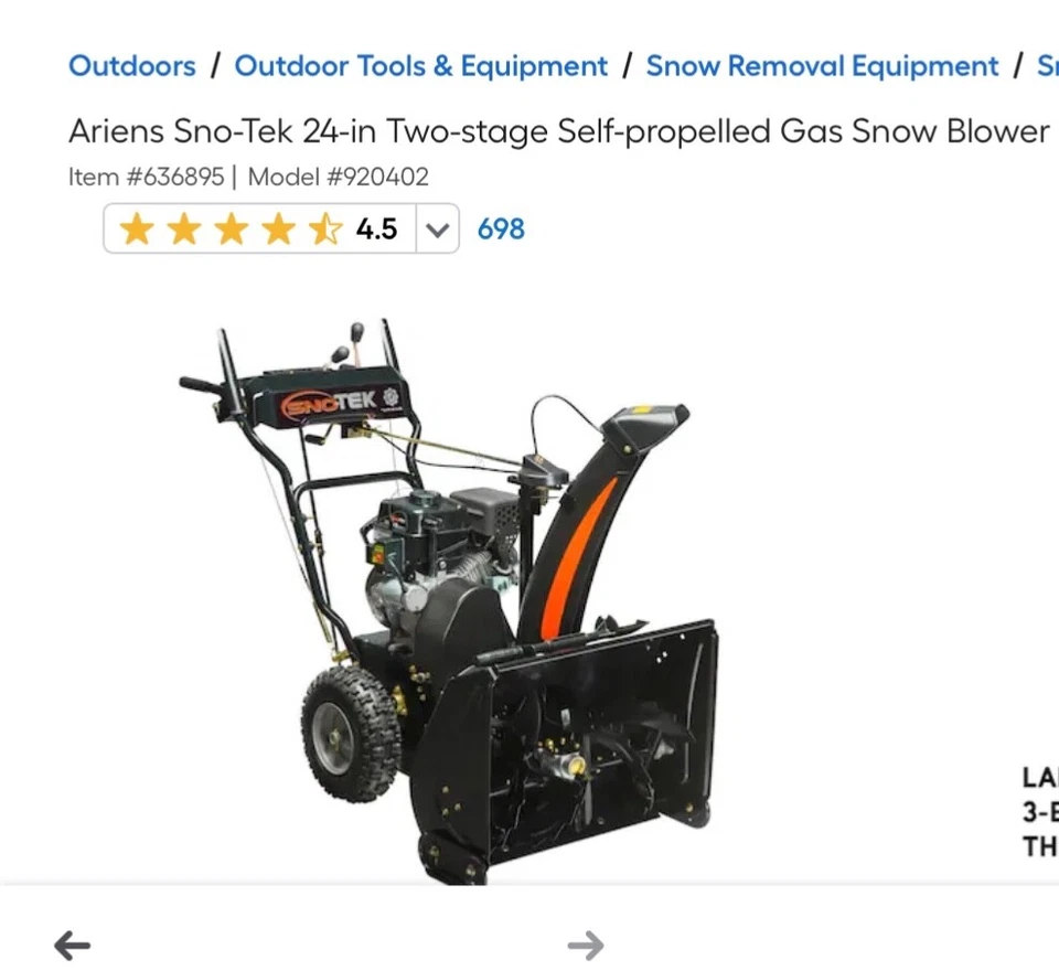 Ariens 920402 24 in. 2-Stage Snow Blower Foto 3 de 4