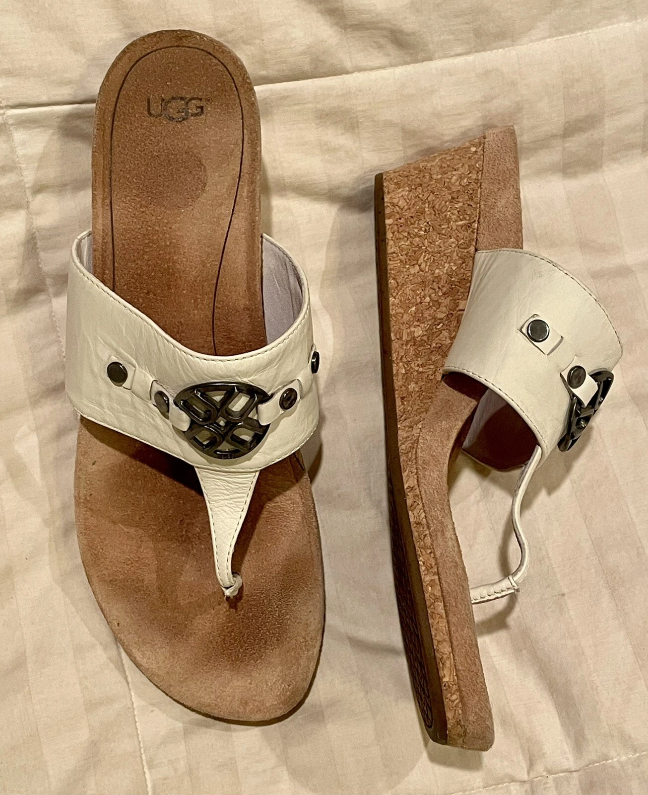 UGG Briella sandali infradito zeppa bianco 1011548 donna taglia 10