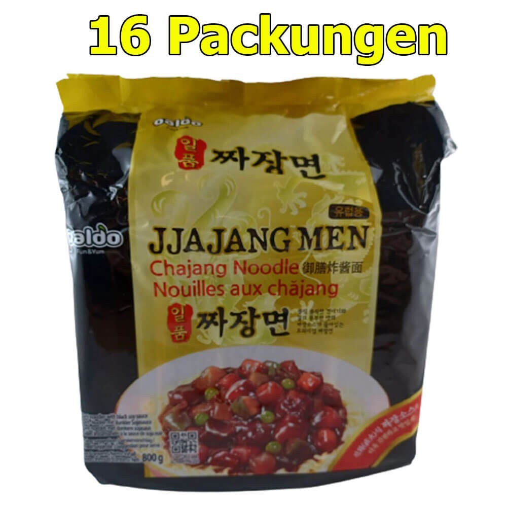 Paldo Noodles Jjajang Hombres Paquete de 16 (16 x 200 g) Asia Fideos Instantáneos