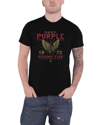 Deep Purple T Shirt Highway Star 1972 Band Logo Nue offiziell Herren Schwarz