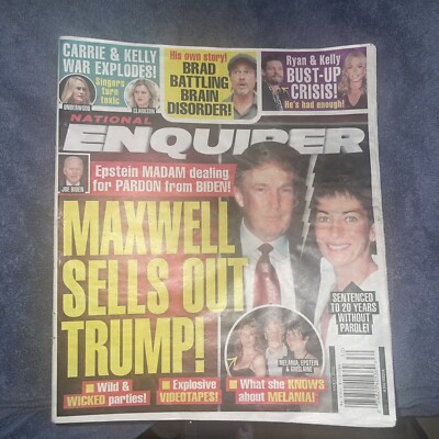 National Enquirer Magazine Donald Trump Ghislaine Maxwell Brad Pitt