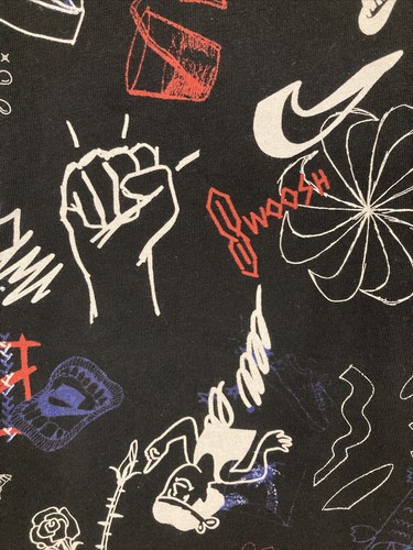 Men's Nike Allover Sketch Print Shirt "There is no finish line" Size Large Black - 第 5/8 張圖片