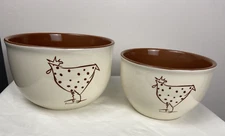 Coastline Imports Terracotta Nesting Rooster Bowls 6" & 7"
